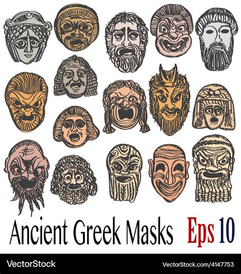 Colorful Greek Theatre Masks