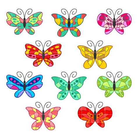 Colorful Butterflies Set Semi Exclusive Clip Art Set For Digitizing and More | Semi Exclusive ...