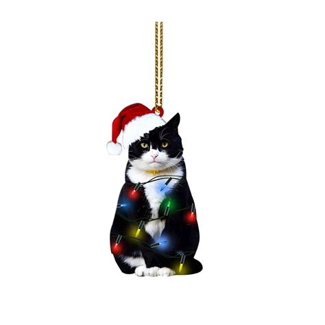 XEOVHV Christmas Tree Cats Ornaments, Acrylic Handicraft Pendant, Double Printed Hanging Decor ...