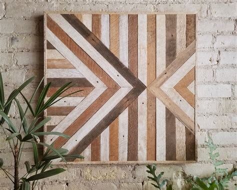 Reclaimed Wood Wall Art | Wood Wall Art | Geometric Wall Art | Wood Wall Decor | 24” x 24 ...