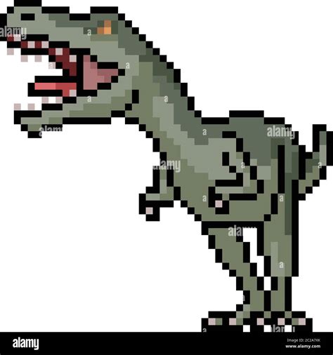 vettore pixel art carnivoro dinosauro isolato cartone animato Immagine e Vettoriale - Alamy