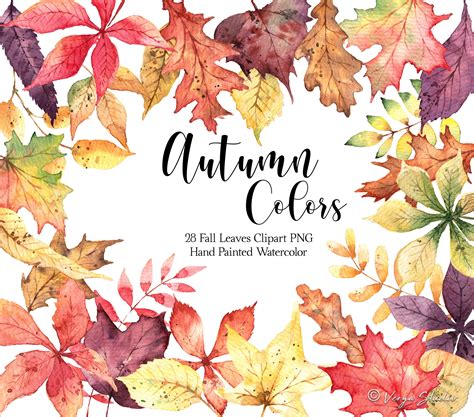 Autumn Leaves Clip Art Watercolor Fall Clipart Floral Green - Etsy