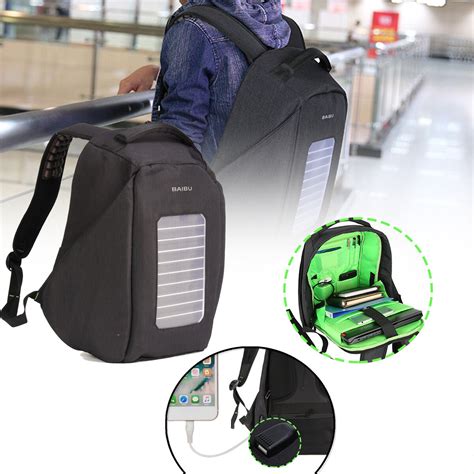 16 inch waterproof solar panel backpack laptop usb charger outdoor travel camping bags Sale ...