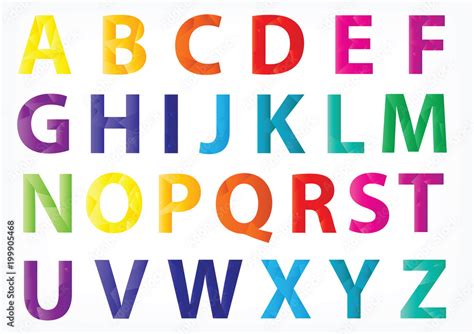 Trendy vector alphabet letters set. Rainbow alphabet letters collection isolated on white ...