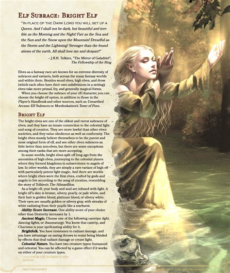 New Subrace: Bright Elf — DND Unleashed: A Homebrew Expansion for 5th Edition Dungeons and Dragons