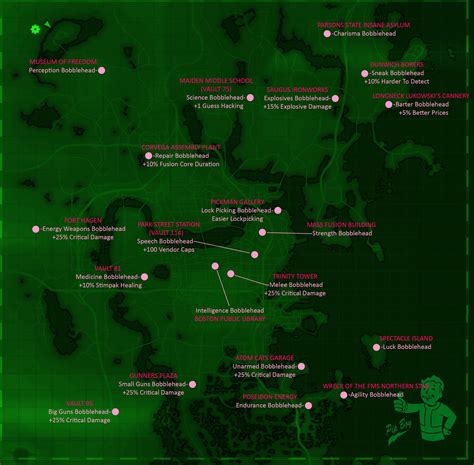 Fallout 4 Map, Bobblehead Locations (simple reference) : fo4