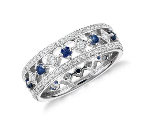 Gala Sapphire and Diamond Eternity Ring in 18k White Gold – Popular Diamonds