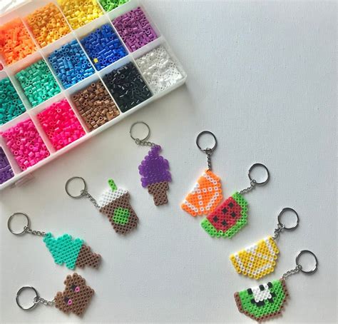 Perler Beads Keychains Summer Inspired Aesthetic Gift | Etsy