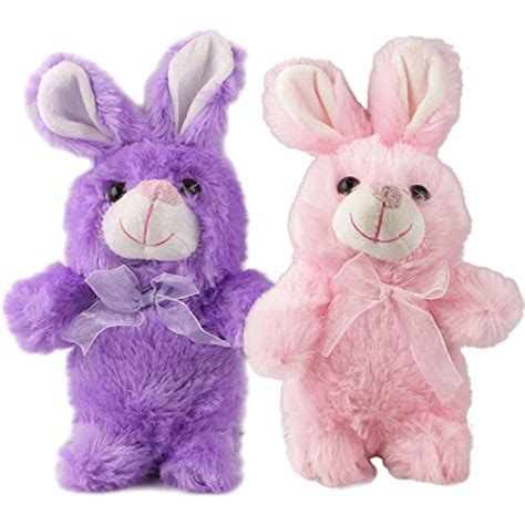 Plush Bunny Rabbit Stuffed Animal - Small Easter Bunnies Set of 2 by bogo Brands (Pink & Purple ...