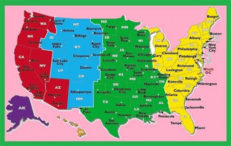 United States Map With Time Zones Printable