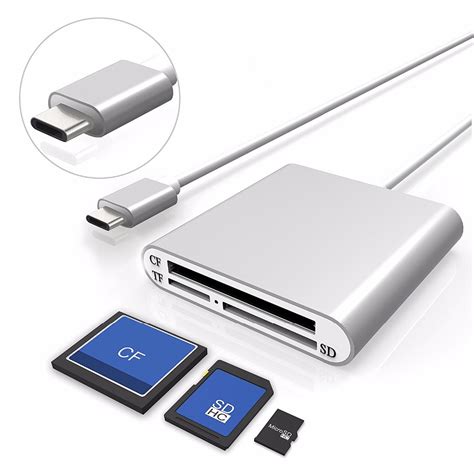 3 in 1 Type-C USB 3.0 Card Reader CF SD TF Micro SD Card OTG Adapter for PC Mobile Phone ...