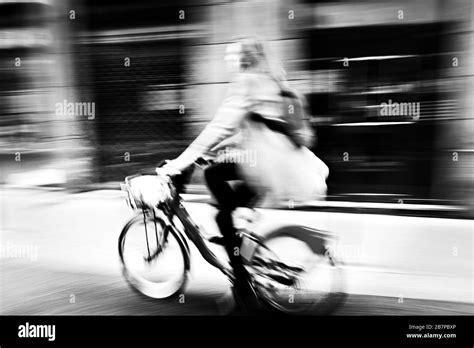 Motion abstract background and black and white street photography in Lyon, France Stock Photo ...