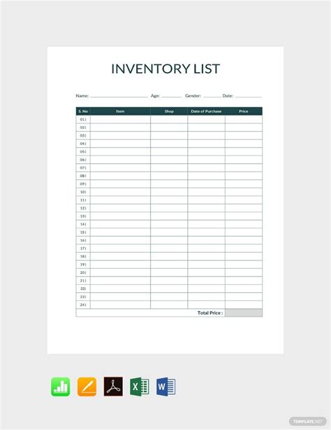 Inventory Google Sheet Template