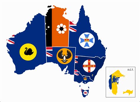 flag map of australia - states and mainland territories : r/vexillology