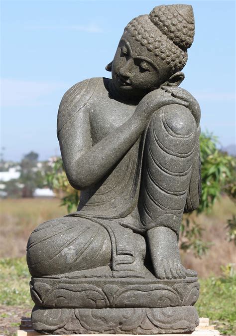 Stone Resting Buddha Garden Statue 34" (#102ls412): Lotus Sculpture