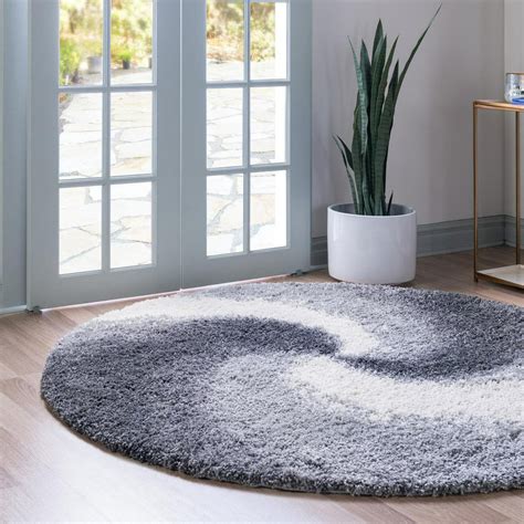 Rugs.Com Soft Touch Shag Collection Round Rug ‚Äì 3 Ft Round Grey Shag Rug Perfect For Kitchens ...