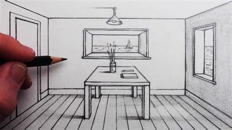 One Point Perspective Drawing Interior