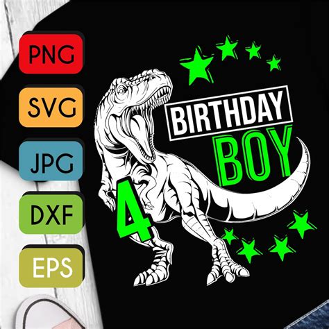 Dinosaur Birthday Svg 4th Birthday Svg T-rex Boy SVG PNG | Etsy