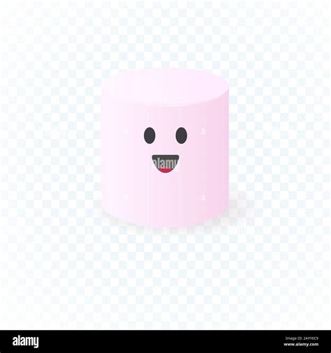 Cute simple character of american marshmallow smile face for chewy sweets logo isolated closeup ...