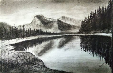 Charcoal Pencil Drawing Tutorial For Beginners | A Beautiful Landscape Scenery Drawing