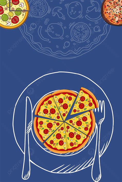 Simple Gourmet Pizza Blue Background Material Wallpaper Image For Free Download - Pngtree