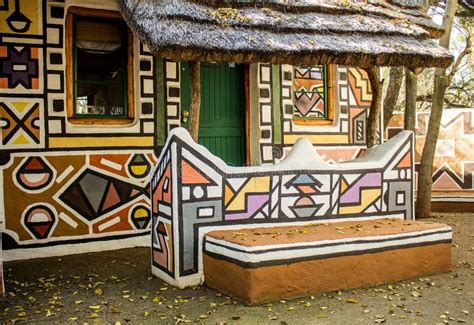 African Rondavel - House in Ethnic Tribal Painting Style. Stock Image - Image of boho ...