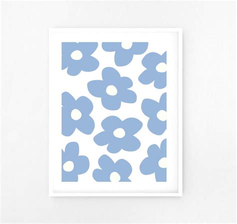 Pastel Flowers Print Wall Art Blue Flower Market Poster - Etsy