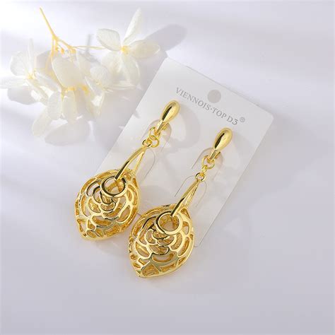 Designer Gold Plated Dubai Dangle Earrings with No-Risk Return