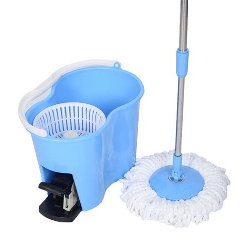 Felji Microfiber Spin Mop Easy Floor Mop with Bucket and 20 Mop Heads - 360 Rotating Head, Blue ...