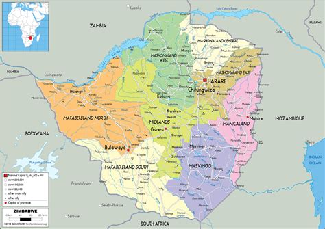 Large size Political Map of Zimbabwe - Worldometer