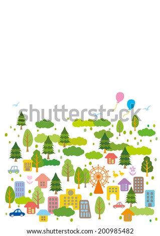 Set Cartoon Cityscapes On Sunny Day Stock Illustration 69946300 - Shutterstock