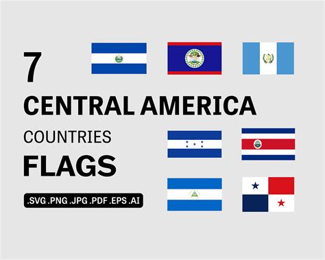 Central America Country Flags SVG Bundle Set Countries - Etsy España