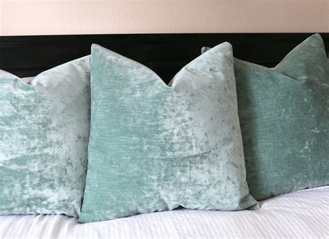 Seafoam Velvet Pillow Cover / Aqua velvet Pillow / Vintage Velvet Pillow / Spa Blue Pillow ...