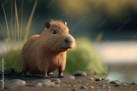 Capybara, Grasslands, Habitat, Animal, Nature, Generative AI Stock Illustration | Adobe Stock