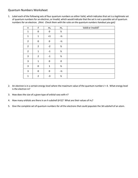 worksheet. Quantum Numbers Worksheet. Grass Fedjp Worksheet Study Site