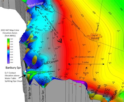 Year 2013 high resolution water table map shown with color zones and 5... | Download Scientific ...