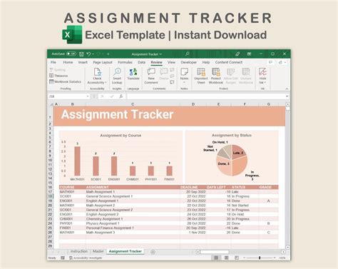 Assignment Tracker Excel, Homework Planner, Excel Spreadsheet Template, Excel Spreadsheet ...