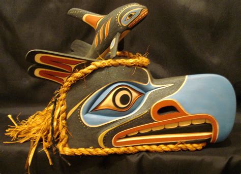 Northwest Coast Art Stunning Kolus with Orca Mask Sculpture Randy Stiglitz | eBay | Pacific ...