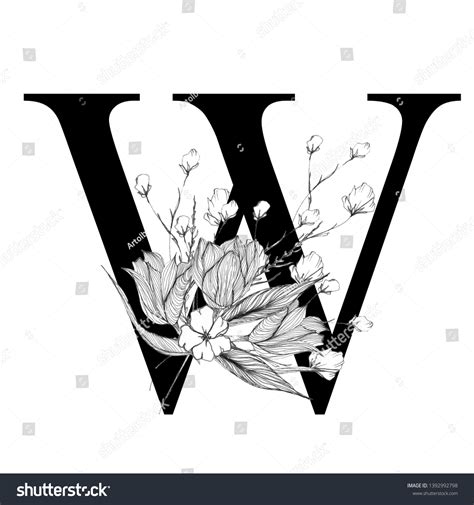 Elegant Letter W Floral Arrangement Uppercase Stock Illustration 1392992798 | Shutterstock