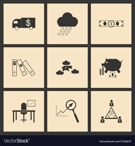 Flat in black and white concept business icons Vector Image