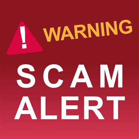 Attention warning scam alert sign symbol with exclamation mark on gradient red background ...