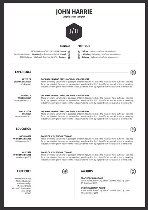 55 Free Modern Resume / CV Templates - Minimalist, Simple & Clean Design