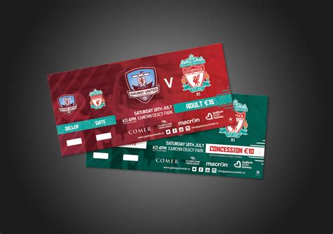 Galway United vs Liverpool Match Ticket Design