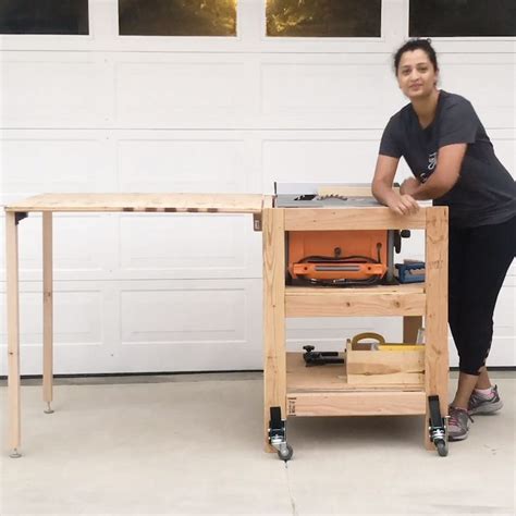 DIY Table Saw Stand With Folding Outfeed Table | Portable table saw, Diy table saw, Table saw ...