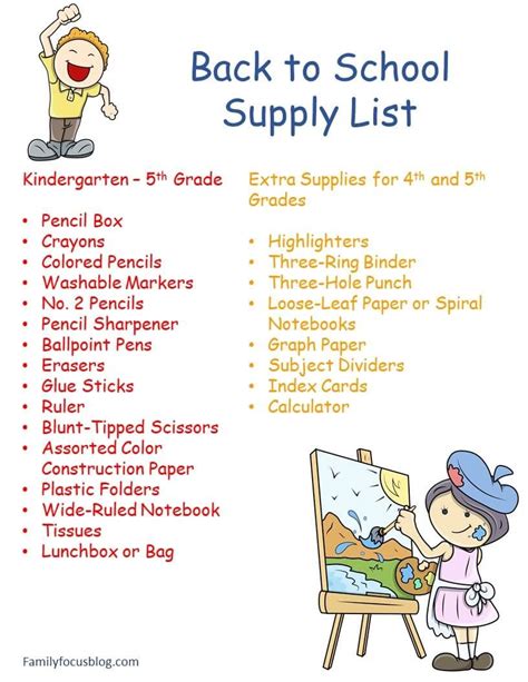 Printable Back To School Supply List | Back to school supplies list, School supplies list ...