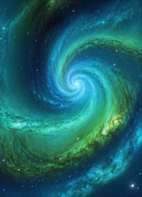 Lexica - Spiral galaxy digital art, blue, green, turquoise