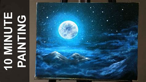 Painting Moonlit Clouds in a Starry Night Sky with Acrylics in 10 Minutes! - YouTube