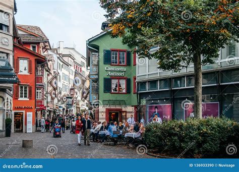 Street Cafe and Old Vintage Buildings in Zurich Old Town Altstadt Editorial Image - Image of ...