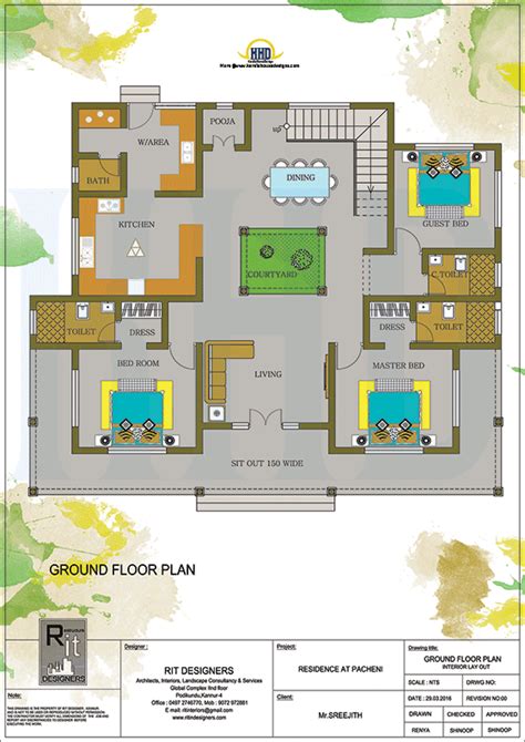 Kerala Traditional Home with Ground Floor Plan