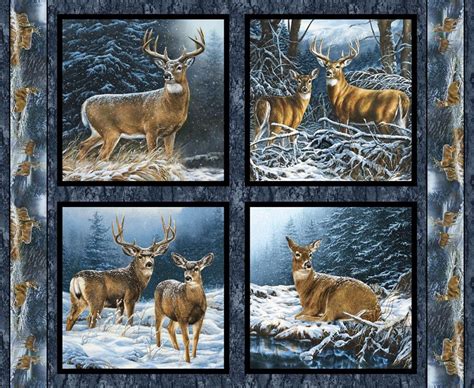 100% Cotton Winter Wildlife Cotton Fabric Digital Print - Etsy